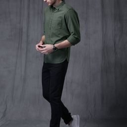 WROGN Men Green Slim Fit Solid Casual Shirt-image-68