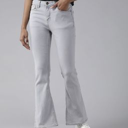 The Roadster Lifestyle Co Women Light Blue Flared High-Rise Stretchable Jeans-image-34