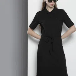 Tommy Hilfiger Solid Sheath Midi Dress With A Side Slit-image-11