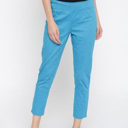 Rangriti Women Blue Regular Fit Solid Trousers-image-21