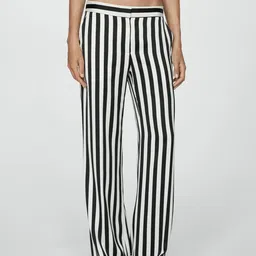 MANGO Women Striped Straight Fit Trousers-picture-22