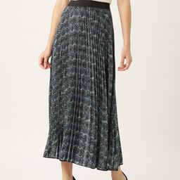 WISSTLER Printed Pleated Flared Midi Skirt-image-33