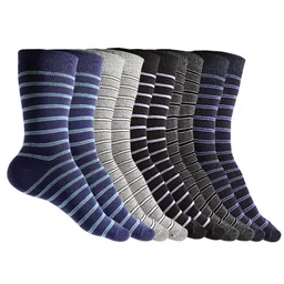Texlon Men Pack Of 5 Assorted Striped Calf-Length Socks-17