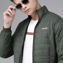 French Connection Men Olive Green Solid Quilted Jacket-image-36
