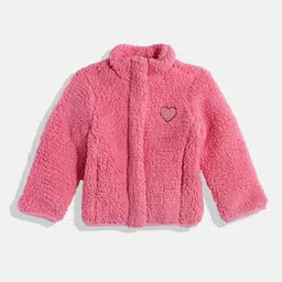 U.S. Polo Assn. Kids Girls Pink Self Design Bomber Jacket-image-24