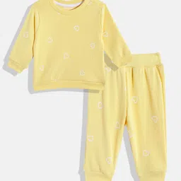 White Snow Girls Heart Printed Sweatshirt with Joggers-image-47