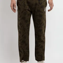Status Quo Men Olive Green Printed Regular Fit Joggers-image-81