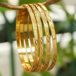 Adwitiya Collection Set Of 4  24CT Gold-Plated Bangles-image-68