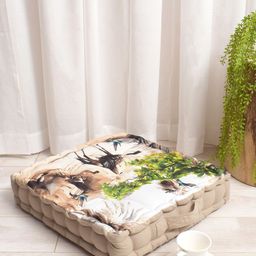 BLANC9 Beige & White Camel Printed Square Floor Cushion-37