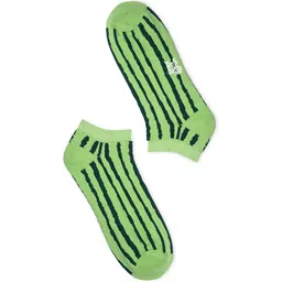 hexafun Green & Black Striped Cotton Ankle Length Socks-image-1