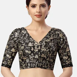 Studio Shringaar Warli Art Printed V-Neck Saree Blouse-picture-19