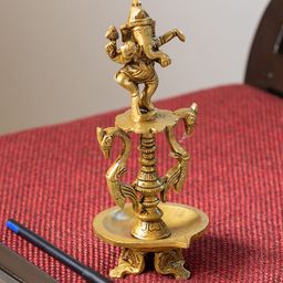 ExclusiveLane Gold-Toned Gallant Brass Ganesha Idol Showpiece-image-50