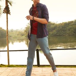 Blackberrys Men Blue Solid Phoenix Skinny Fit Trousers-picture-27