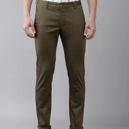 Arrow Sport Men Olive Green Textured Slim Fit Trousers-picture-18