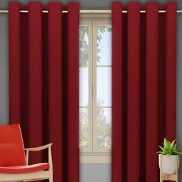 DREAM CARE Maroon 2 Pieces Black Out Long Door Curtain-image-15