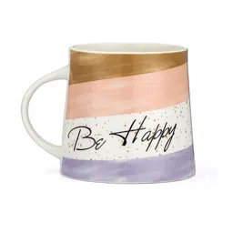 JCPL White & Peach Set of 2 Printed Ceramic Glossy Mugs 440 ml Each image 4
