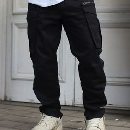 Powerlook Men Black Clean Look Pure Cotton Cargo Jeans-image-62