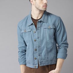 The Roadster Lifestyle Co Men Blue Solid Denim Jacket-image-79