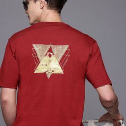 Allen Solly Graphic Printed Drop-Shoulder Sleeves Relaxed Fit Pure Cotton T-shirt-image-95