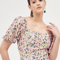Harpa Floral Printed Puff Sleeves Styled Back Top-image-37