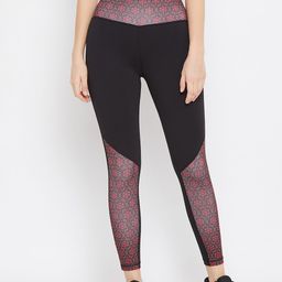 JUMP USA Women Black & Red Printed e-Dry Training Tights-image-93