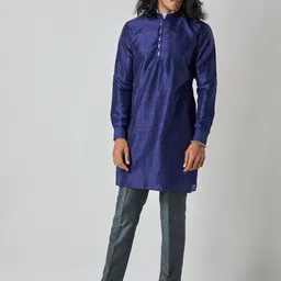 Bubber Blu Benson Mandarin Collar Straight Kurta-image-4