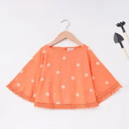 Ed-a-Mamma Kids Orange Floral Print Top-image-21
