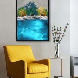 999Store Multicolor Canvas Tree Art With Flying Birds Canvas Wall Painting-31