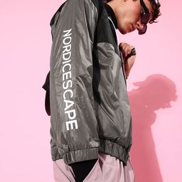 Mast & Harbour Men Grey and Black Colourblocked Sporty Jacket-picture-57