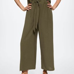 MANGO Women Olive Green Parallel Trousers-image-10
