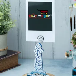 eazy wagon Blue Printed Wood Photo Holder-39