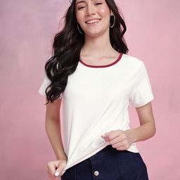 DressBerry Contrast Neck Relaxed T-shirt-picture-34