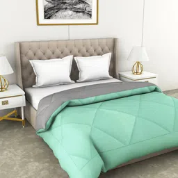 BIANCA Sea Green & Grey Solid AC Room 300 GSM Double Bed Comforter-image-8