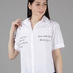 Amagyaa White Placement Printed Shirt Style Top-picture-9
