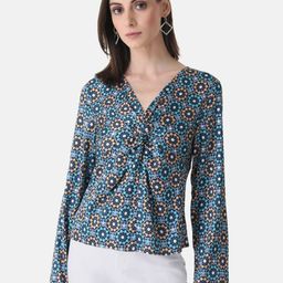 Kazo Floral Print Satin Top-image-5