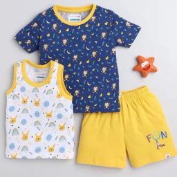Bumzee Kids Multicolor Printed T-Shirts (Pack Of 2) with Shorts-image-5