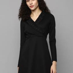 Allen Solly Black Self Pattern Shift Dress-image-61