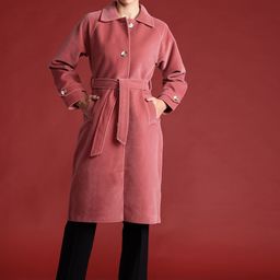 all about you Single Breasted Longline Velvet Finish Trench Coat-image-32