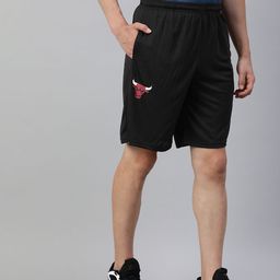 NBA Men Black & Red Chicago Bulls Basketball Solid Loose Fit Shorts-image-108