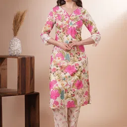 FASHOR Women Floral Printed Kurta with Trousers-image-83