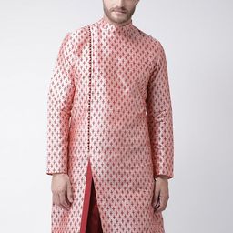 DEYANN Men Pink & Maroon Printed Straight Kurta-image-45