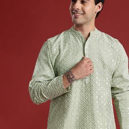 Anouk Men Ethnic Motifs Embroidered Chikankari Mandarin Collar Kurta-picture-34