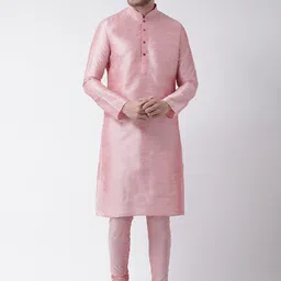 DEYANN Men Pink Solid Kurta with Churidar-20