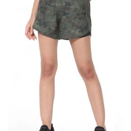 SILVERTRAQ Olive Polyester Camo Print Sports Shorts-38