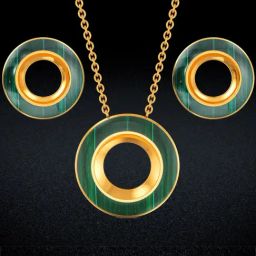 Joyalukkas 22k Gold Greenish Wheel Of Nature Pendant & Earrings Set-image-74
