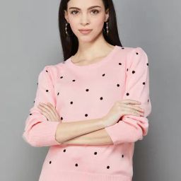 Code by Lifestyle Pink Cotton Embroidered Sweater-picture-17