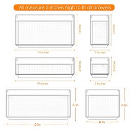 Aura Transparent Set of 6 Regular Drawer Organiser Organisers image 2