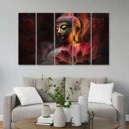 999Store Printed Brown MDF 5 Panels Wall Art-image-88