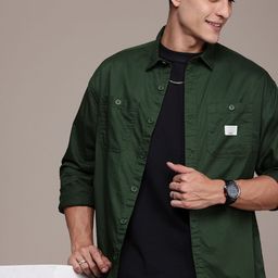 WROGN Oversized Drop-Shoulder Sleeves Pure Cotton Casual Shirt-image-41