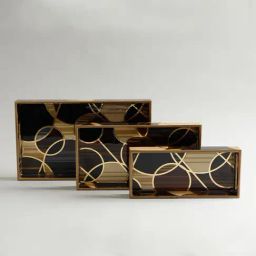 Home4U Brizo Geometric Multicolor MDF Tray (3 Pcs)-5